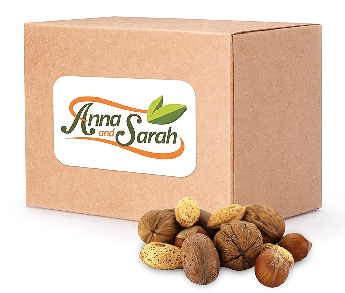 Anna and Sarah Premium Mixed Nuts in Shell California Jumbo Chandler Walnuts Extra Large Pecans California Almonds Large Oregon Hazelnuts (NO BRAZIL NUT) 6 Lbs