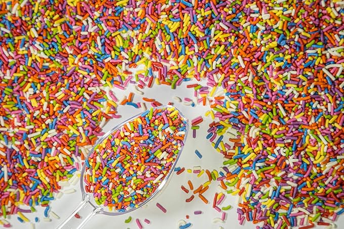 100% NATURAL RAINBOW SPRINKLES - NATURAL COLOR DAIRY FREE NUT FREE GLUTEN FREE SOY FREE VEGAN EGG FREE AND KOSHER 1.5 LBS. CUPCAKE AND CAKE TOPPERBULK CANDY RESEALABLE CONTAINERCOLORFUL