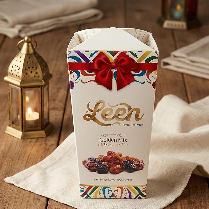 LEEN Premium Golden Mix Dates from Madinah Saudi Arabia – Ajwa Safawi Sagaie Khodhri &amp Mabroom | Elegant Gift Box | Handpicked Assorted Dates | Natural &amp Fresh | 250g