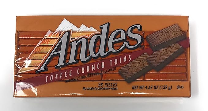 Andes Candies Chocolate Variety Pack of 4 Flavors: Peppermint Crunch Toffee Crunch Cherry Jubilee Mint Cookie Crunch (4.67 oz./28 Pieces Each)