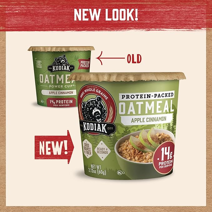 Kodiak Cakes Instant Protein Apple Cinnamon Oatmeal in a Cup 2.12oz (Pack of 12)