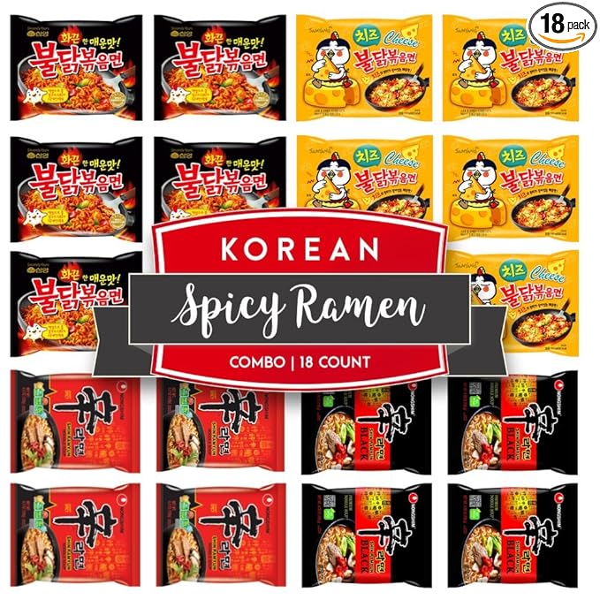 Samyang Hot chicken stir fried ramen noodle (18 Variety Pack)