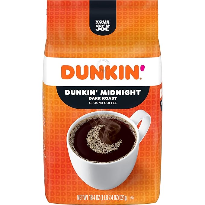 Dunkin’ Midnight Dark Roast Ground Coffee 18.4 Ounce Bag