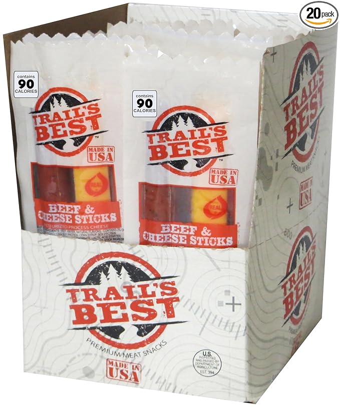 Trail's Best Twin Beef and Cheese Packs - 1oz Each (20 Count)