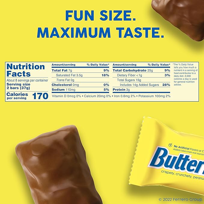 Butterfinger Chocolatey Peanut-Buttery Fun Size Individually Wrapped Candy Bars 10.2 oz each Bulk 6 Pack