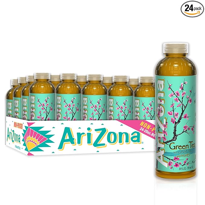 AriZona Green Tea with Ginseng and Honey 20 Fl Oz (Pack of 24)