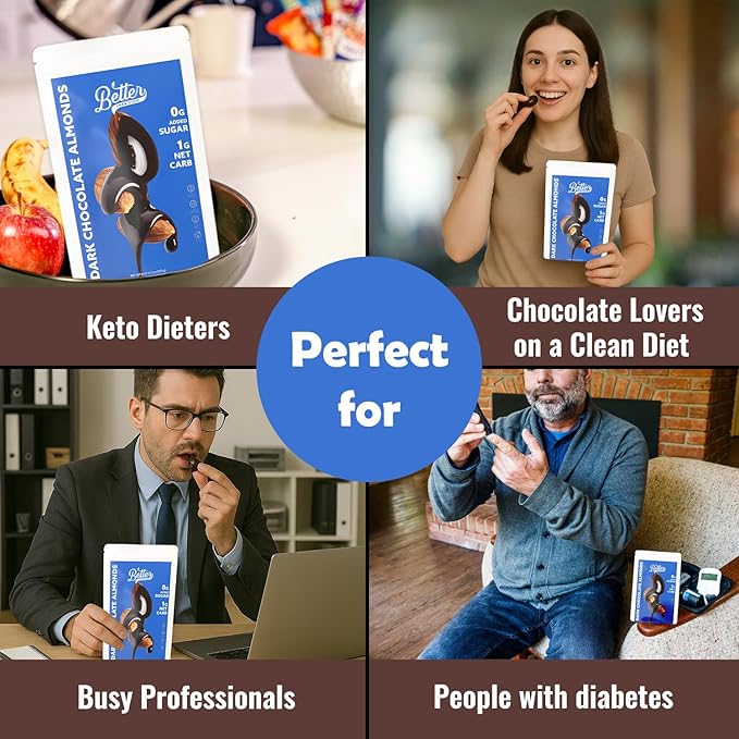 Better than good Keto-Friendly Vegan Dark Chocolate Almonds – No Sugar Gluten-Free High-Protein Diabetics Snacks Sweet &amp Salty Ethically Sourced 1 Net Carb All-Natural (2 Pack 6.5oz Each)