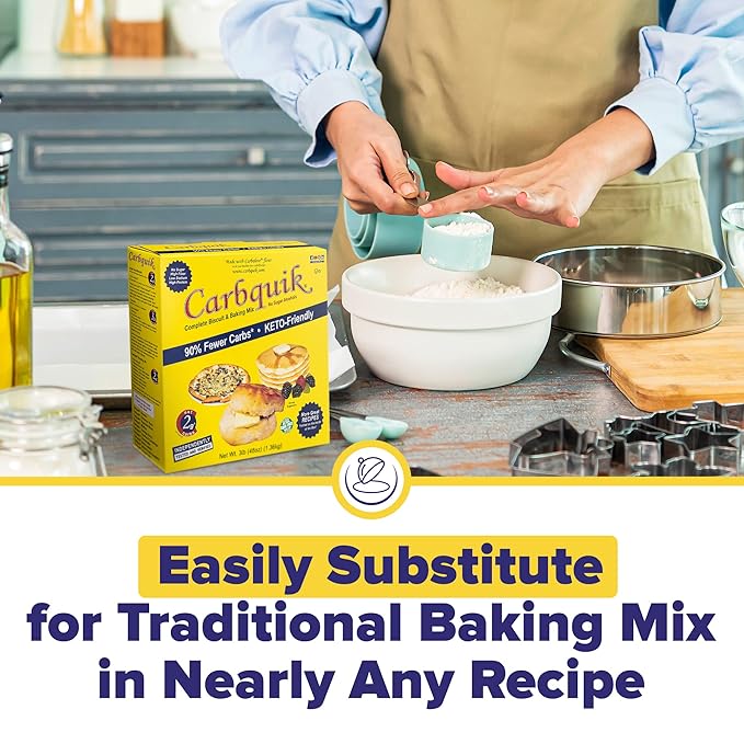 Carbquik Biscuit &amp Baking Mix (3 lb) Mix for Keto Pancakes Biscuits Pizza Crust Bread and More - Keto Food - No Sugar - Low Carb - Nut Free - Quick and Easy Keto Friendly Substitute for Tradit
