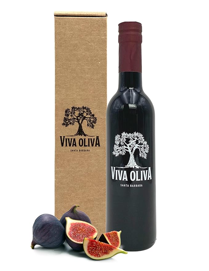 Viva Oliva Black Mission Fig Balsamic Vinegar - 375ml (12.7oz) - Premium Quality - 100% Natural - Barrel Aged Gourmet Balsamic from Modena Italy
