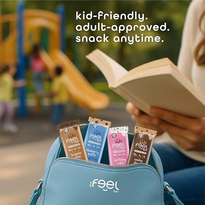 FEEL Kids Protein Bars Minis | Variety Pack | 10g Plant Protein | 100 Calories | No Added Sugar | Daily Veggies | Gluten Free No Nuts No Soy No Dairy No Grains (Pack of 12)
