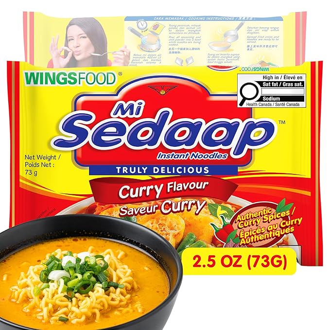 Mi Sedaap Curry Flavor Instant Noodles Pack of 30 – Indonesian curry ramen cups stir fry cup noodles