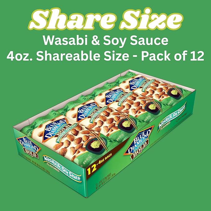 Blue Diamond Almonds Wasabi/Soy Sauce 12-4 oz bags