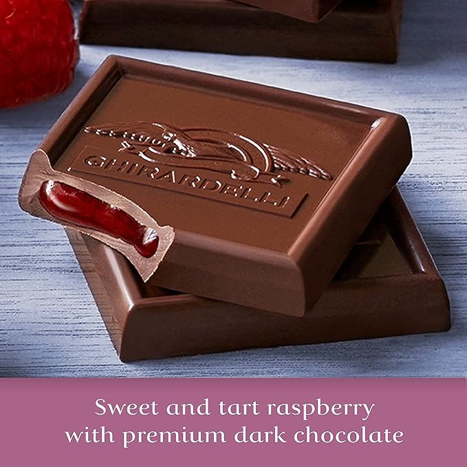 GHIRARDELLI Dark Chocolate Raspberry SQUARES Case Pack (430 ct) Premium Individually Wrapped Dark Chocolate Candy