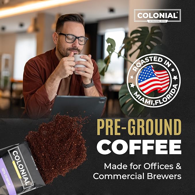 Colonial Coffee 32 Count Single Pot Coffee Packets – 100% Arabica Decaf Colombian Medium Roast | Pre-Measured Frac Packs for 12 Cup Maker | Bulk Ground Gourmet Coffee for Home &amp Office
