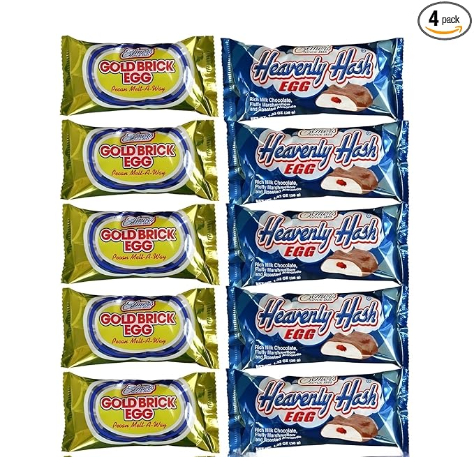 Elmer Chocolate Easter Eggs Assortment Heavenly Hash and Gold Brick 10 Count with bonus Kids Stickers Perfect for Easter Baskets