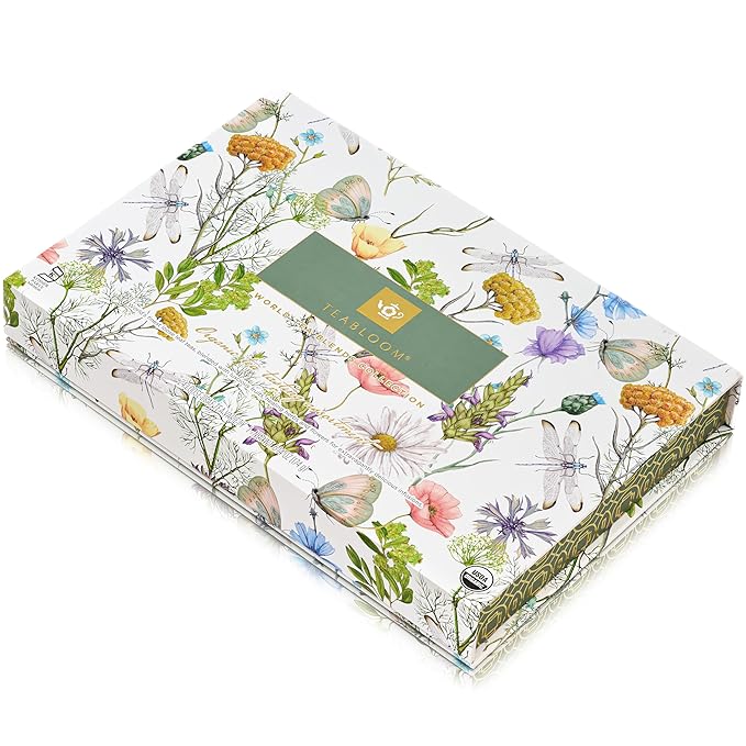 Teabloom Exceptional Organic &amp Kosher Certified Loose Leaf Tea Chest World's Largest Tea Collection with 24 Varieties of Black Green White Oolong and Herbal Teas