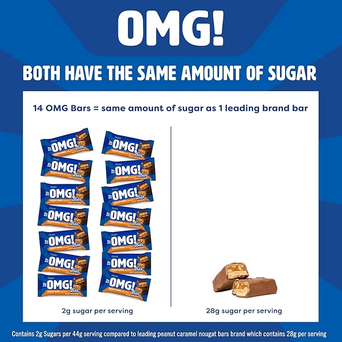 Orgain OMG! Bar Snack Bar with Chocolate Caramel and Peanuts Plant-Based Vegan Gluten Free No Artificial Sweeteners (9 Count)