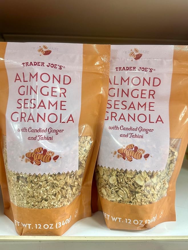 Trader Joe's Almond Ginger Sesame Granola with Candied Ginger and Tahini Gluten Free 12 Oz