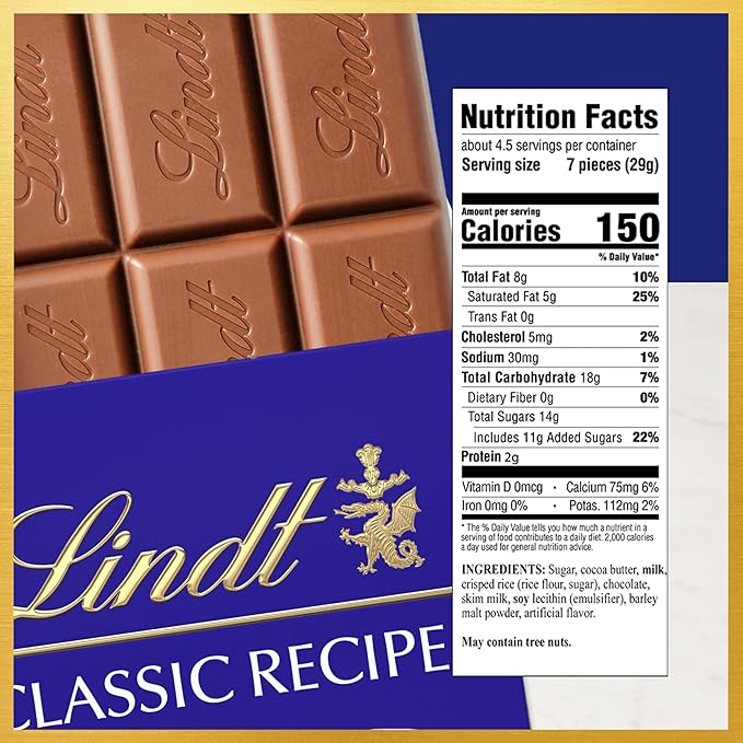 Lindt CLASSIC RECIPE Crispy Milk Chocolate Candy Bar Milk Chocolate 12 Pack 4.4 oz.