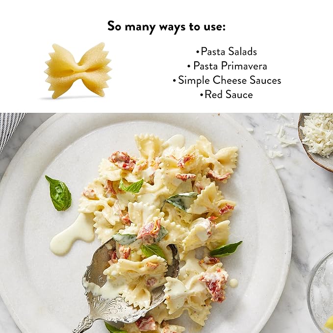 DeLallo Organic Farfalle Pasta Made with Only 100% Semolina Durum Wheat Flour Bronze Cut Made in Italy Kosher Vegan Non-GMO Bow-Tie Pasta Shape (8 Pack)
