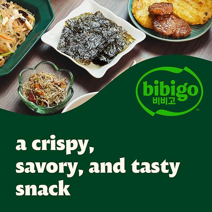 Bibigo Wasabi Flavor Seaweed Snack Non GMO Gluten Free 0.35 Ounces (Pack Of 12)