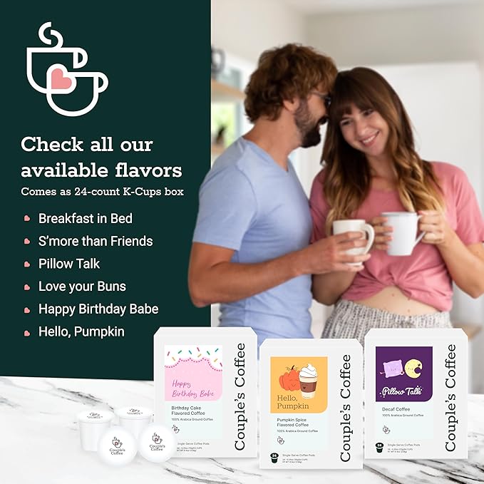Couple's Coffee K-Cups | Cinnabon Flavored Coffee | Gives Back to Military Families | Love your Buns | Gourmet Ground Coffee with Cinnamon Bun Flavors | Compatible with K-Cups &amp Single Serve Brewe