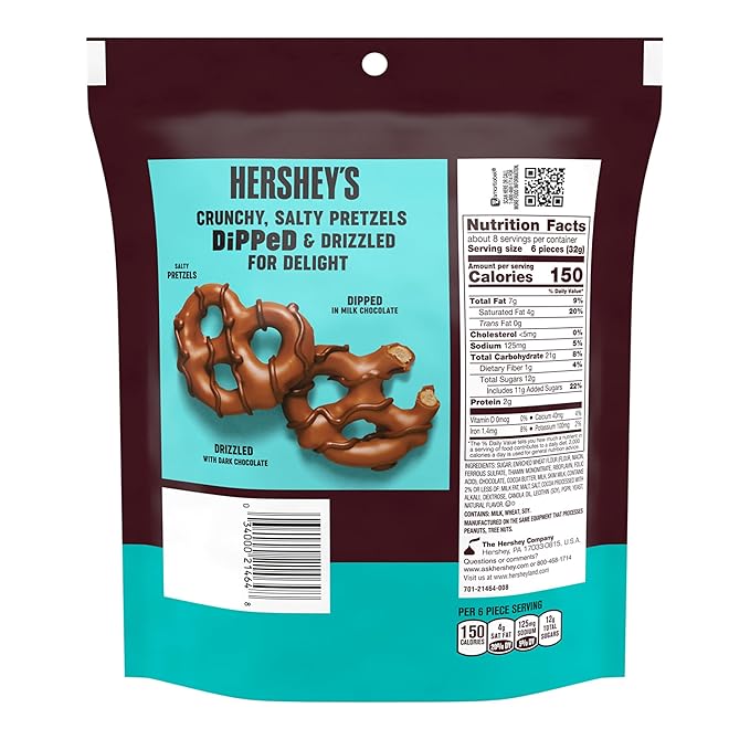 HERSHEY'S Milk and Dark Chocolate Covered Dipped Pretzels Bags 8.5 oz (6 Count)
