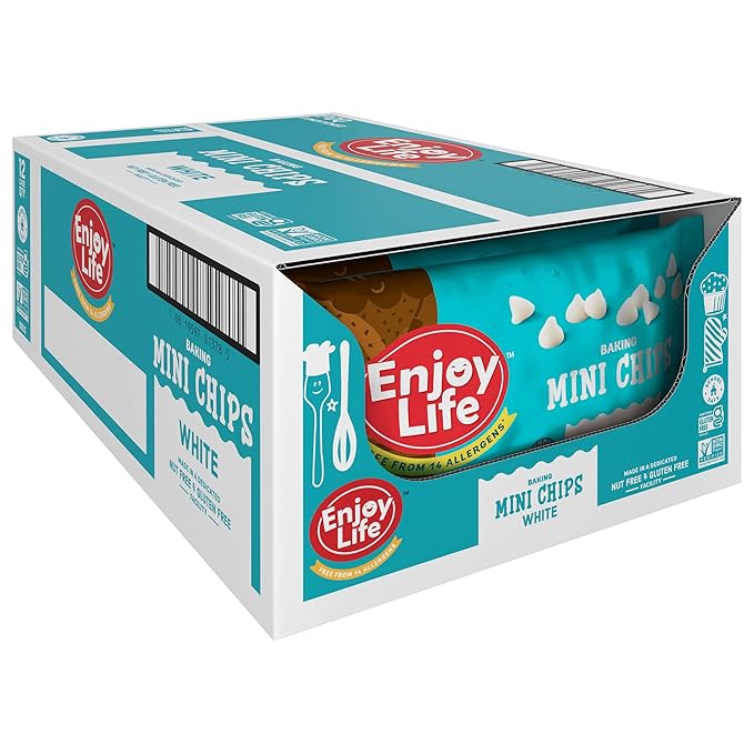 Enjoy Life Mini White Baking Chips White Chocolate Flavor Gluten Free School Safe Non GMO Dairy Free Soy Free Nut Free Bulk 12 Bags (9 oz each)