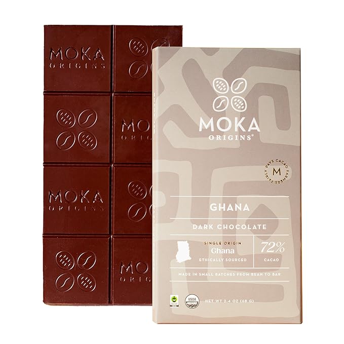 Moka Origins Organic Chocolate Bar Pack – Bean-to-Bar Direct &amp Fair Trade Small-Batch Ethically Sourced Gourmet Artisan Craft Chocolate (12-Pack Plain Dark 72%)