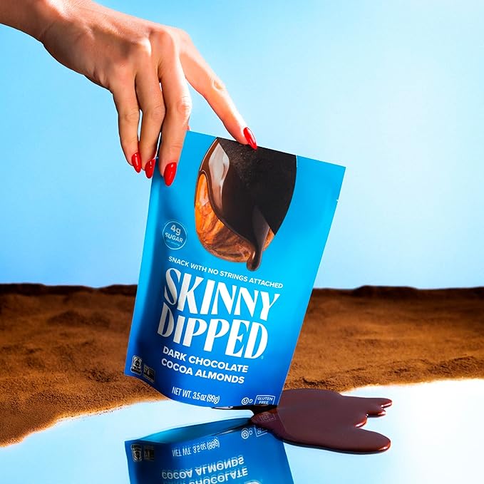 SkinnyDipped Snack Attack Almond Variety Pack Chocolate Covered Almonds Low Sugar Gluten Free Healthy Snack 1.2 Ounce Bags (Pack of 15)