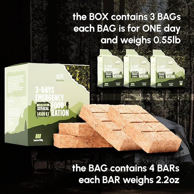 Emergency Food Supply - Green Tea Survival Ration - 20 Years Shelf Life - 3 Days
