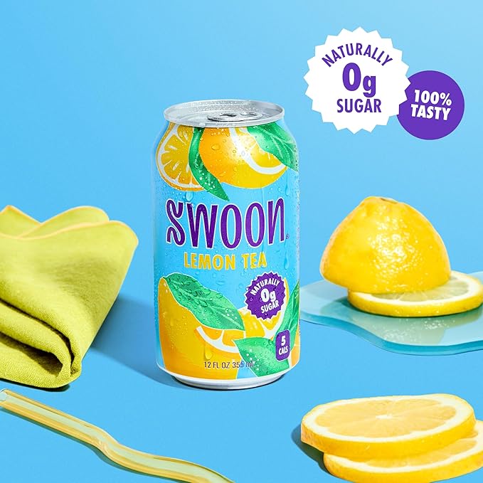Swoon Lemon Tea - Sugar Free Low Carb Paleo-Friendly Gluten Free - Flavored Keto Drinks Made with Organic Black Tea and Sweetened by Monk Fruit and Stevia (Pack of 12)