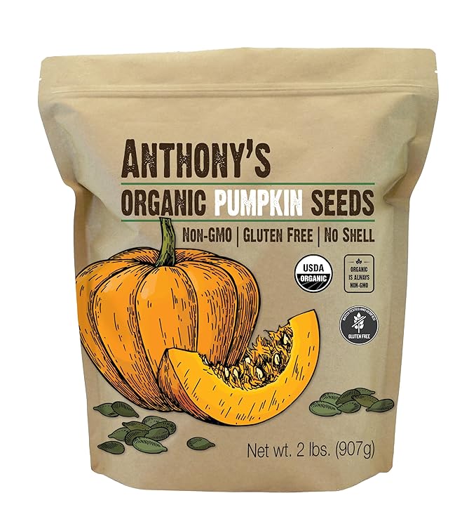 Anthony's Organic Pumpkin Seeds 2 lb Gluten Free Non GMO No Shell Unsalted Raw