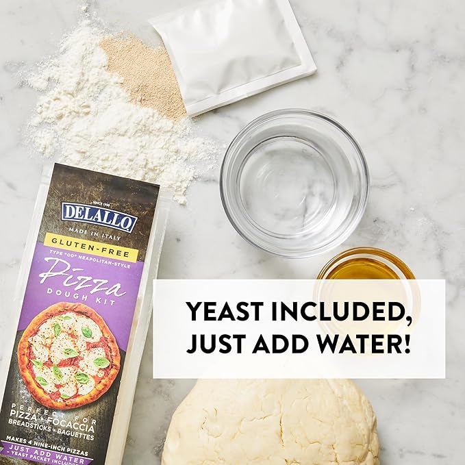 DeLallo Gluten Free Flour Pizza Kit 17 Oz Bag (3 Pack) All Purpose Pizza Dough Mix for Baking Crust Bread and Calzones Vegan Dairy Free