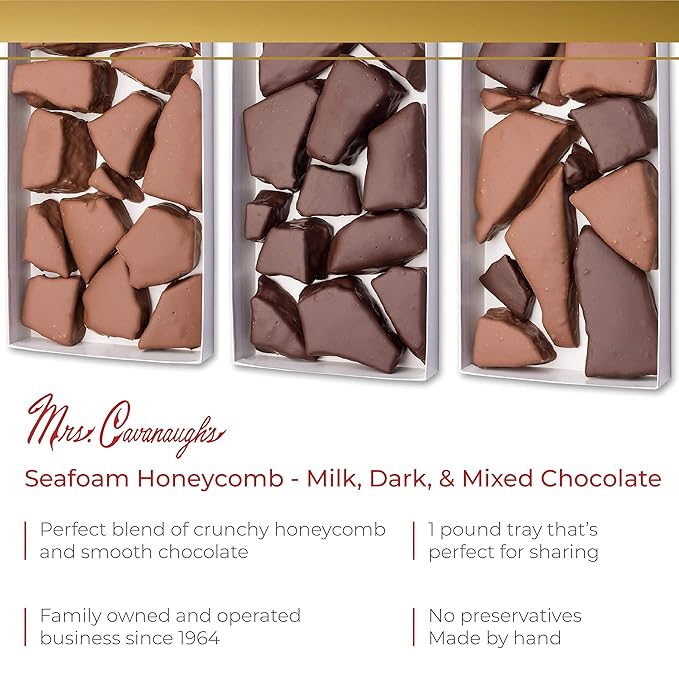 Mrs. Cavanaugh’s Seafoam Honeycomb Dark Chocolate 14 oz Bag – Crispy Sponge Candy Coated in Rich Dark Chocolate – Crunchy Honeycomb Chocolate Treat for Gifts Snacking &amp Holiday Tables