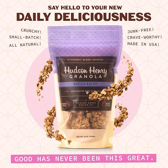 Hudson Henry Maple Walnut Granola for Yogurt Snacking &amp Cereal | Gluten Free Granola with Nuts and Seeds | Cashew Granola Non-GMO Small Batch Baked | 3 x 12 oz Bags