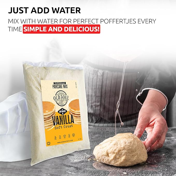 OldSoul Poffertjes Batter Mix | Dough Mix | Vanilla Flavor 10 Lbs | 1400 Mini Dutch Pancakes (10 Lbs Traditional)