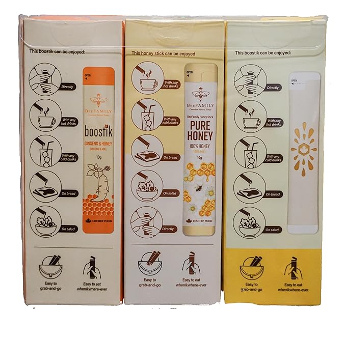 BeeFamily - Special-Tea Honey Stick Set 300g - Lemon Honey Pure Honey Ginseng Honey