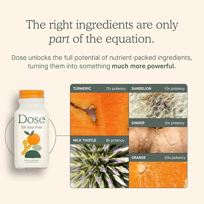 Dose for Your Liver Cleanse Detox &amp Repair Made with Organic Milk Thistle Supplement with Turmeric Dandelion Ginger and Orange Supports Healthy Liver Function16oz Bottle 6 Pack (6 Week Supp