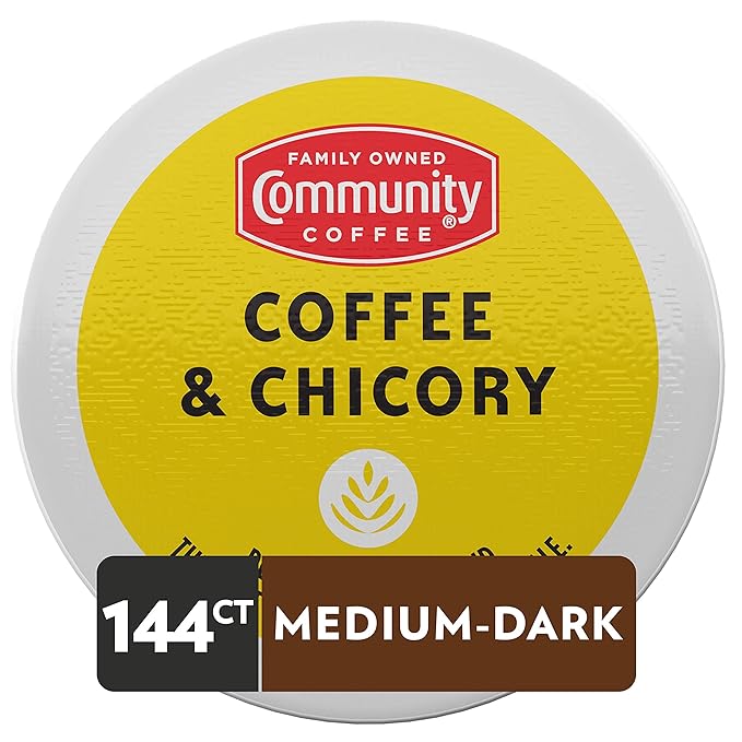 Community Coffee &amp Chicory 144 Count Coffee Pods Dark Roast Compatible with Keurig 2.0 K-Cup Brewers 36 Count (Pack of 4)