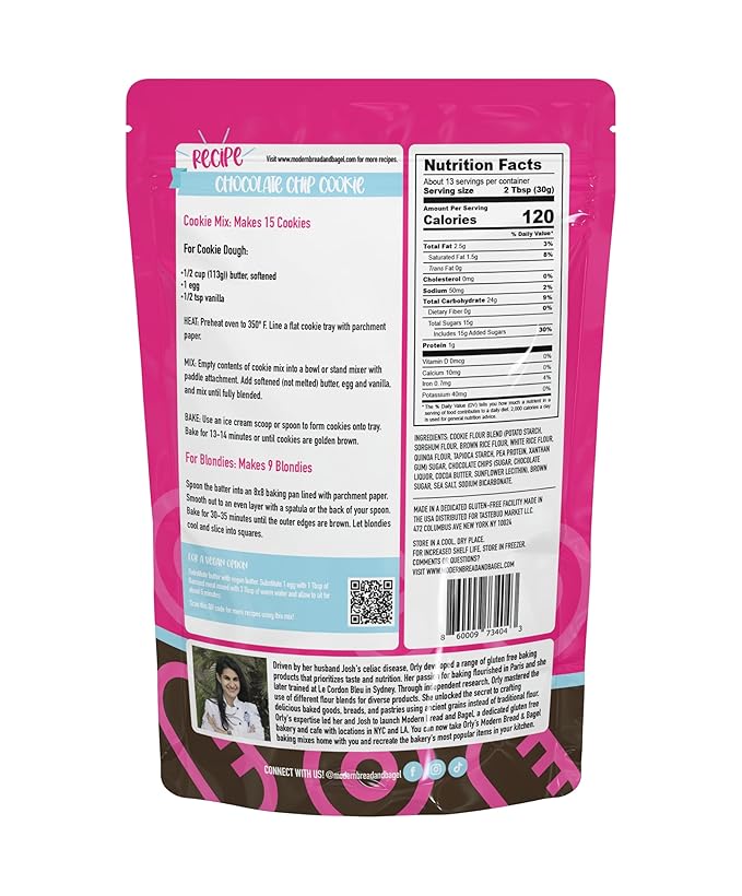 Modern Bread &amp Bagel Gluten-Free Chocolate Chip Cookie Mix | Certified Gluten Free | Nut Free | Soy Free | Non-GMO | Vegan Friendly | Kosher - 14.2oz. (2 Pack)