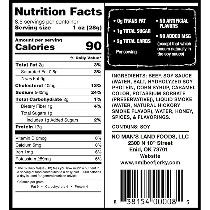 No Mans Land Beef Jerky | Authentic Beef Jerky | Slow-Dried | 17G Protein Per Serving - Mega Bundle - 6 Pack (6 Pack Hot)