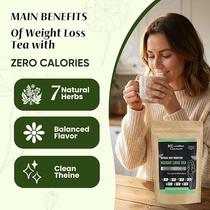 nutriEffect Detox Tea for Digestion &amp Bloating Support – Herbal Weight Loss Tea &amp Slim Tea Blend for Women &amp men | Daily Wellness Tea for Weight Management
