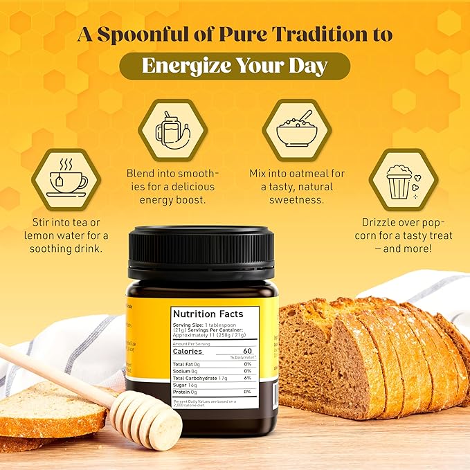 Arwa Foods Royal Sidr AA+ Raw Honey - Royal Yemeni Raw honey from Wadi of Douan - 100% Unfiltered Raw &amp Pure Honey - Sealed &amp Packaged in USA (8.82 oz)