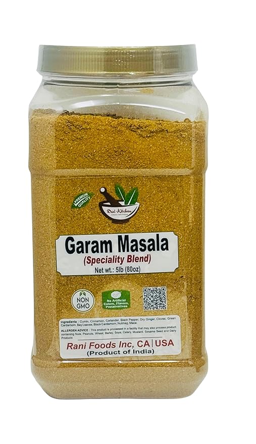 Desi Kitchen All Natural || NON GMO || Vegan || Salt Free || Premium Garam Masala (North Indian Spice Blend) Indian 11 Spice Blend 80oz(5 Pound Jar)