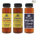 HONEY FEAST Dessert Honey Trio Gift Set – Includes 12oz Orange Blossom Wildflower and Spiced Rum– Perfect for Baking Drizzling Tea and Gourmet Desserts