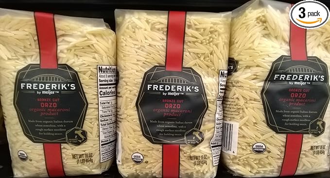 Organic Macaroni Bronze Cut Orzo Pasta (3 Bags 16 oz. each)