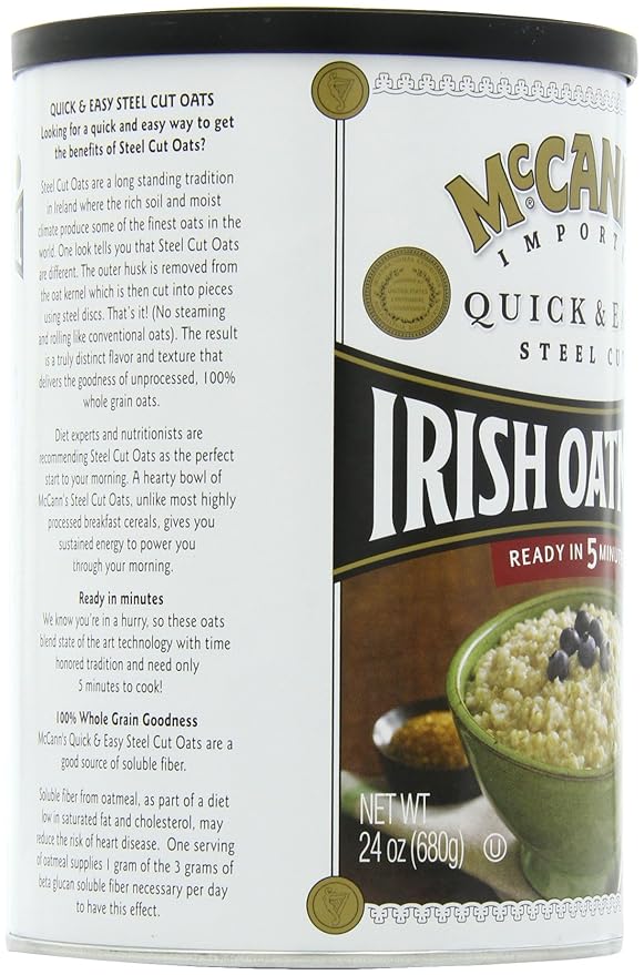 McCann's Steel Cut Irish Oatmeal Quick &amp Easy 24 oz (Pack of 6)