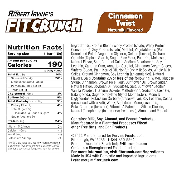 FITCRUNCH Snack Size Protein Bars 6-Layer Baked Bar 3g of Sugar Gluten Free &amp Soft Cake Core (18 Count Variety Pack)