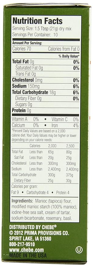 Chebe Bread Focaccia Flat Bread Mix Gluten Free 7.5-Ounce Bags (Pack of 8)